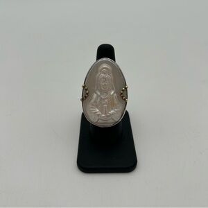 Mother of Pearl Religious Carving Ring